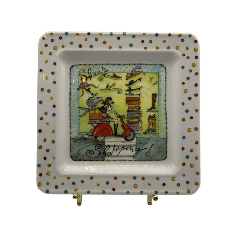 Shoes Shopping! designed by Brunelli MADE in ITALY 7.5x7.5” Decorative Plate